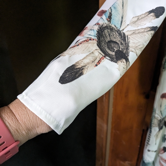 OVI* Boho pull on polyester chiffon lined 3/4 sleeve round neck mid length dress - Picture 5 of 13